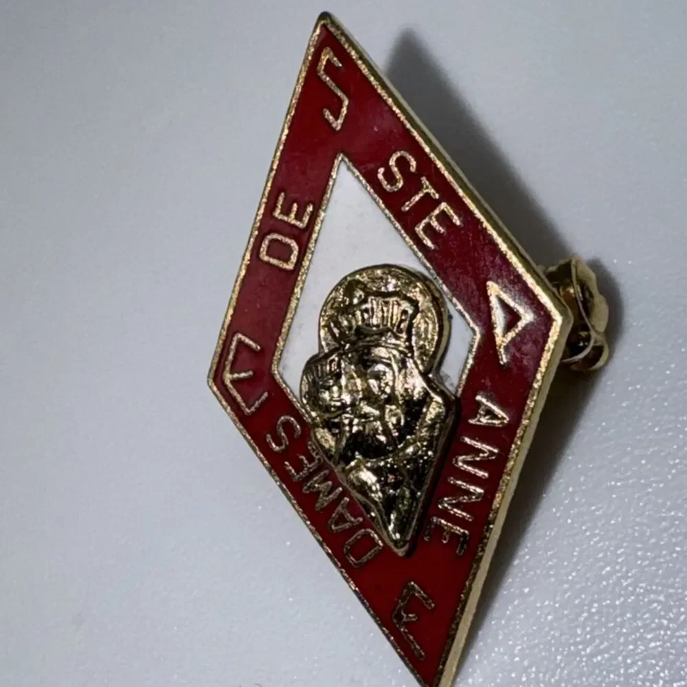 Vintage Dames of Saint Anne Red Enamel Lapel Pin Brooch Gold Tone
